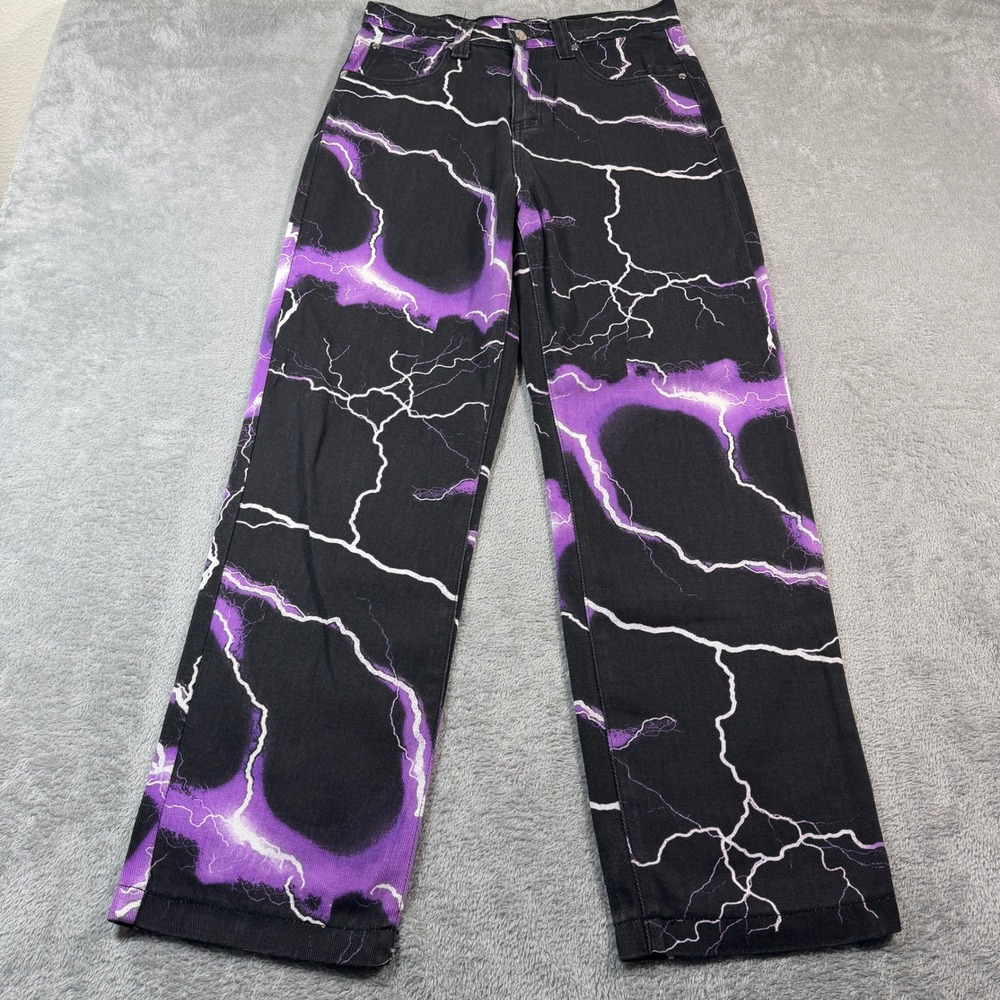 Jaded London Skate Fit Jeans Womens W30x31 Purple Lightning Bolt Streetwear Y2K